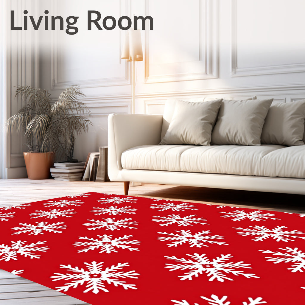 Crimson Snowflake Repeat Rug