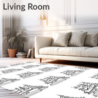 Minimalist Evergreen Forest Line Drawing Rug