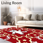 Crimson white bear floral medallion Rug