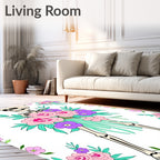 Whimsical Skeleton Floral Bouquet Rug