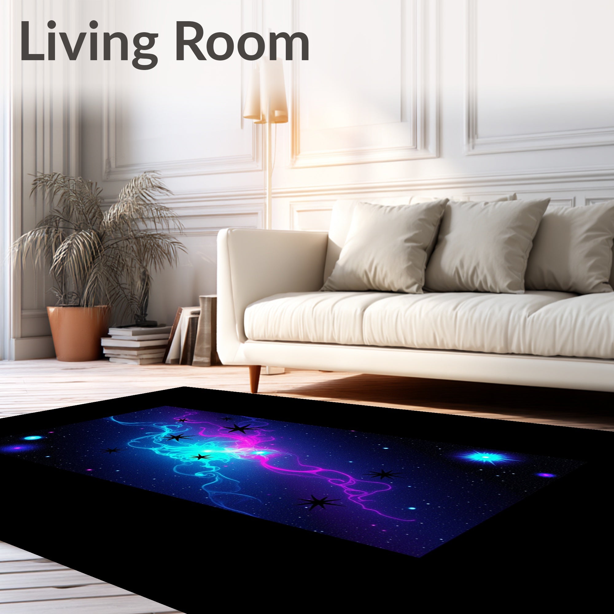 Cosmic Nebula Swirls Stars Rug