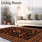 Black Orange Botanical Garden Medallion Rug