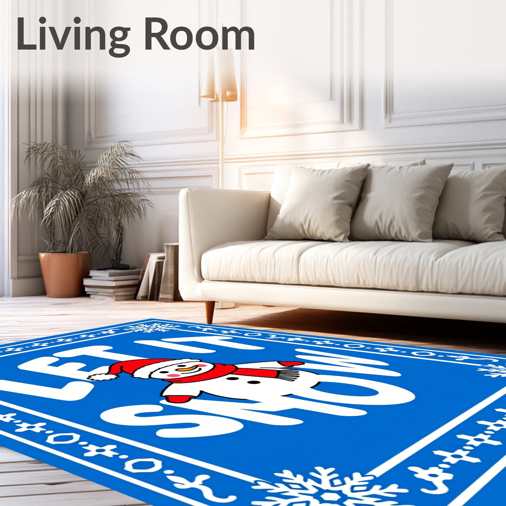 Blue Snowman Holiday Statement Rug