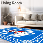 Blue Snowman Holiday Statement Rug