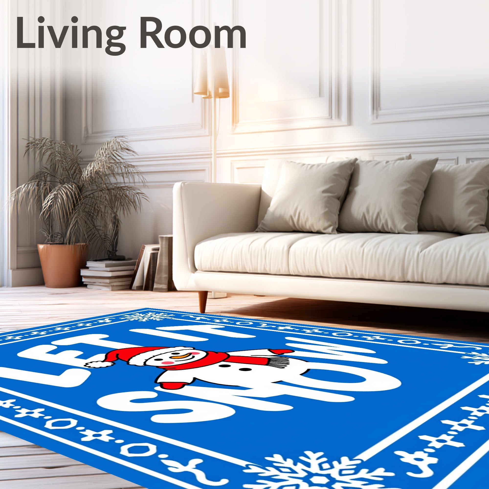 Blue Snowman Holiday Statement Rug