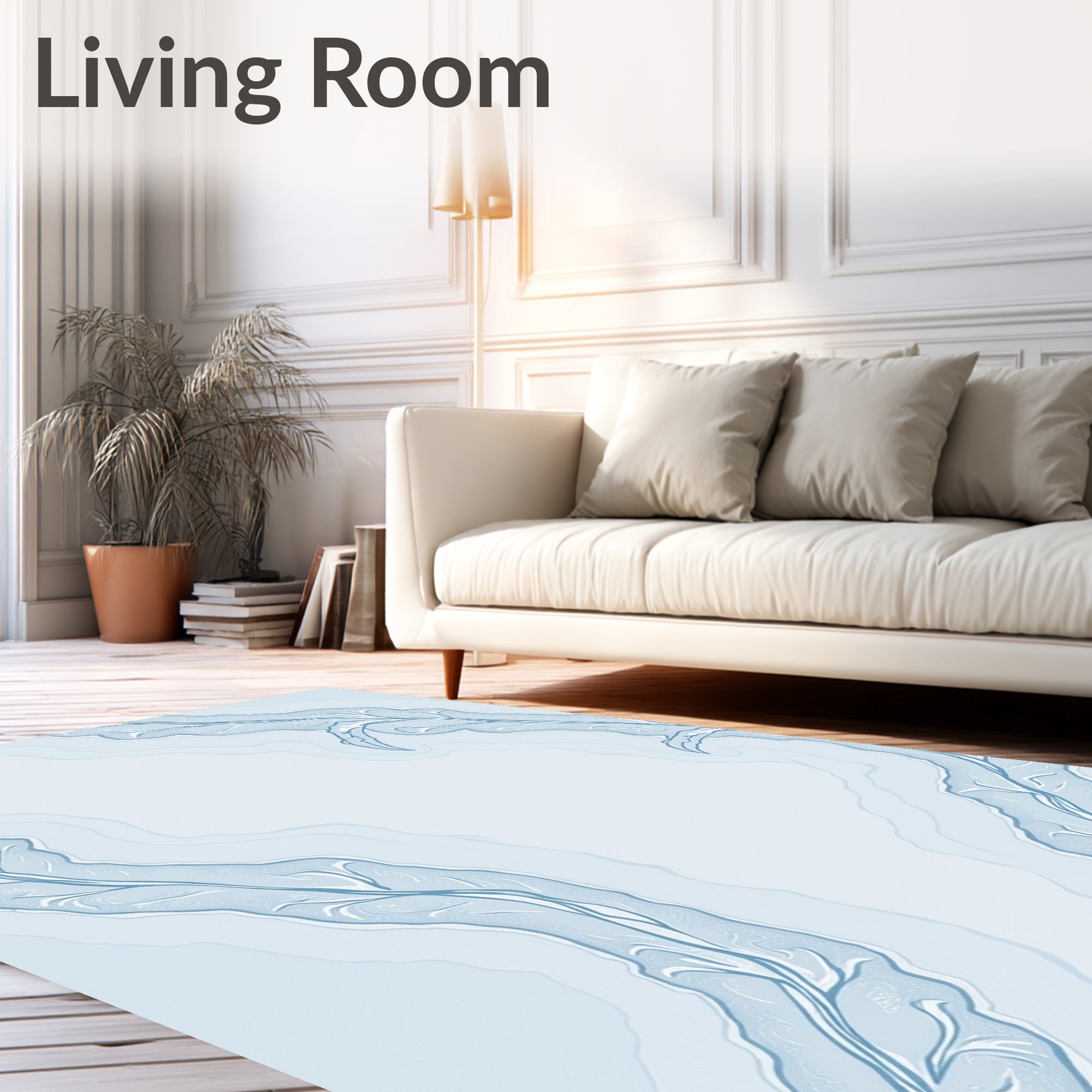 Frosty Blue Branch Organic Curves Rug