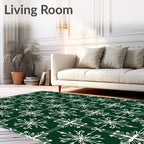 Emerald Green Snowflake Lattice Rug
