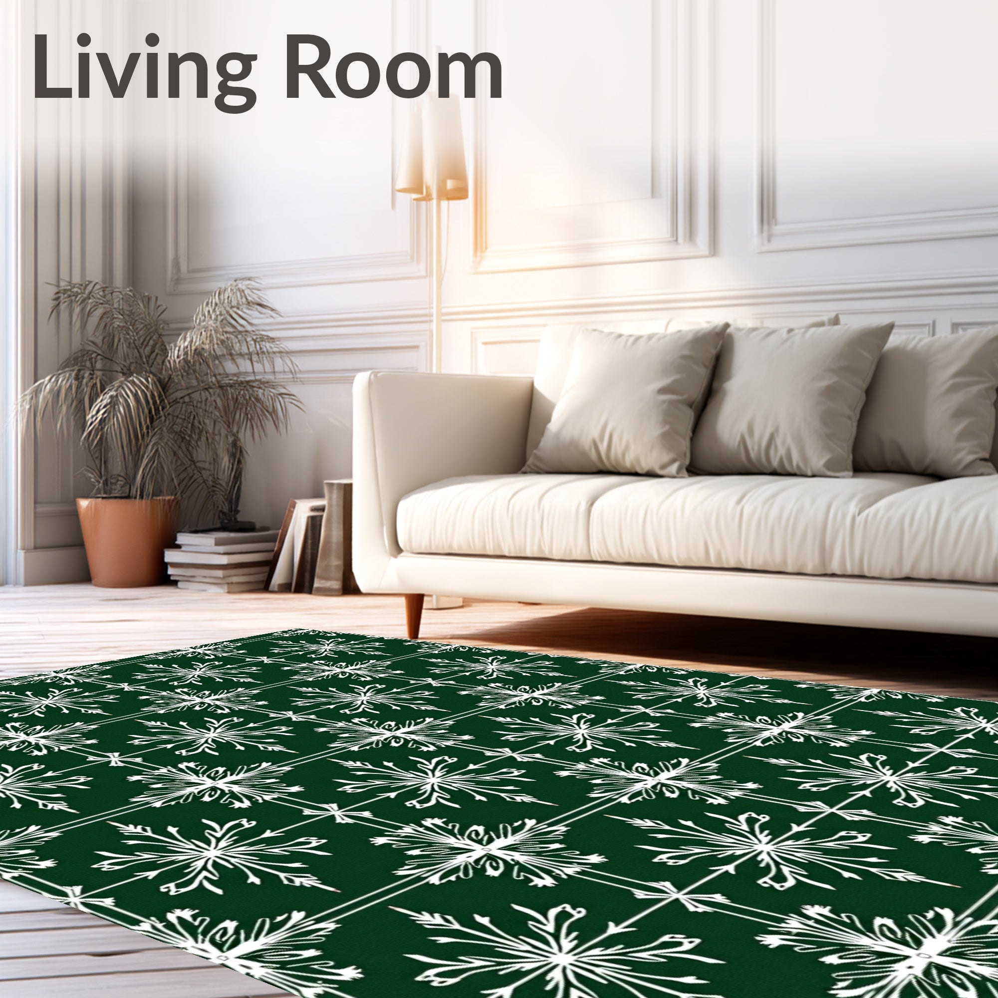 Emerald Green Snowflake Lattice Rug