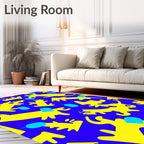 Yellow creatures on royal blue background Rug