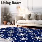 Navy White Snowflake Tile Rug
