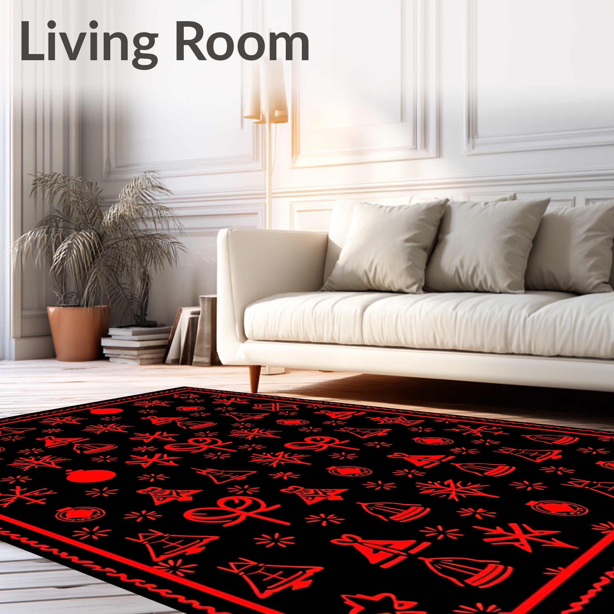 Red Holiday Icon Ensemble Rug
