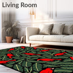 Crimson Cardinals Among Evergreen Boughs Rug