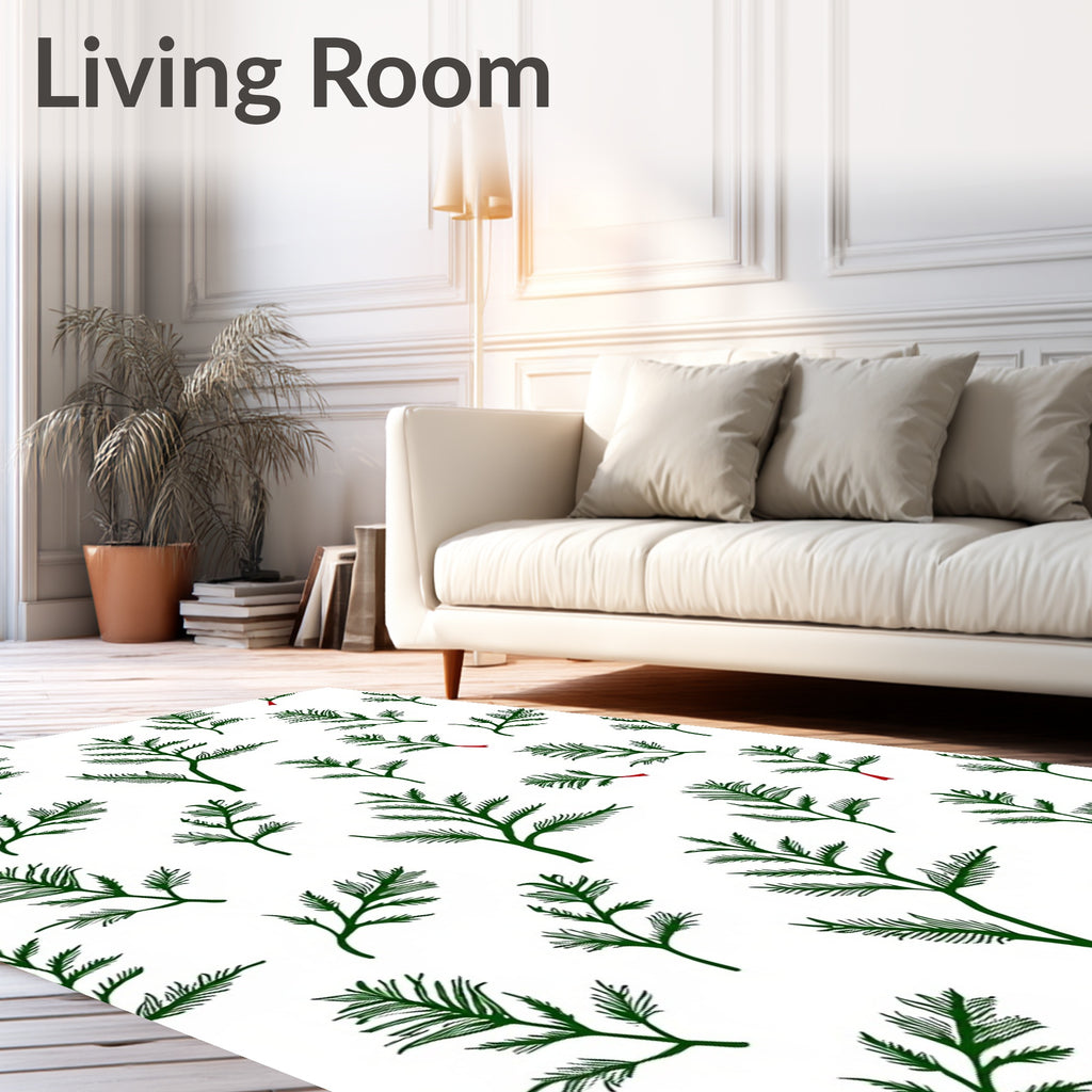 Emerald Green Delicate Branch Toss Rug