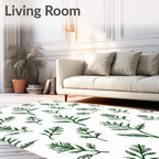 Emerald Green Delicate Branch Toss Rug