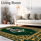 Gothic Skeleton Rose Crowned Emerald Rug