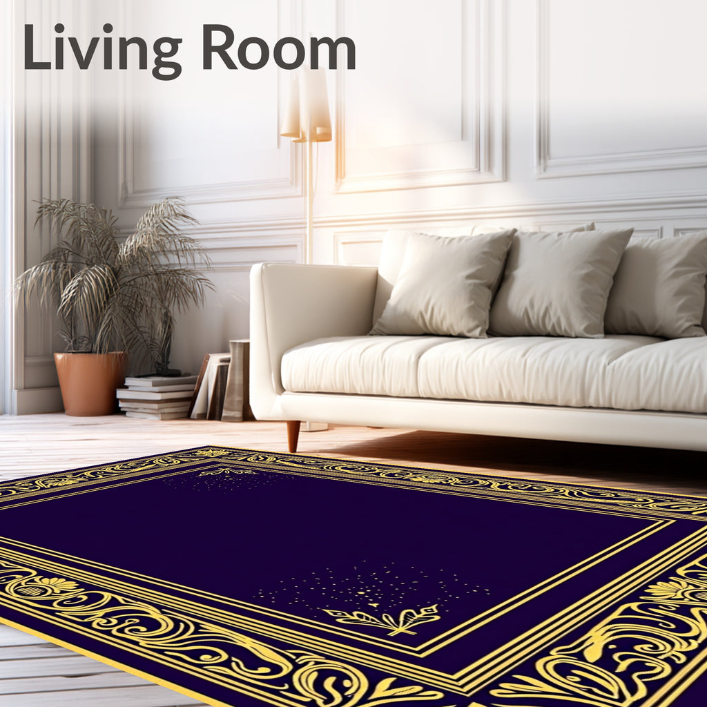 Regal Golden Floral Border Rug