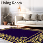 Regal Golden Floral Border Rug
