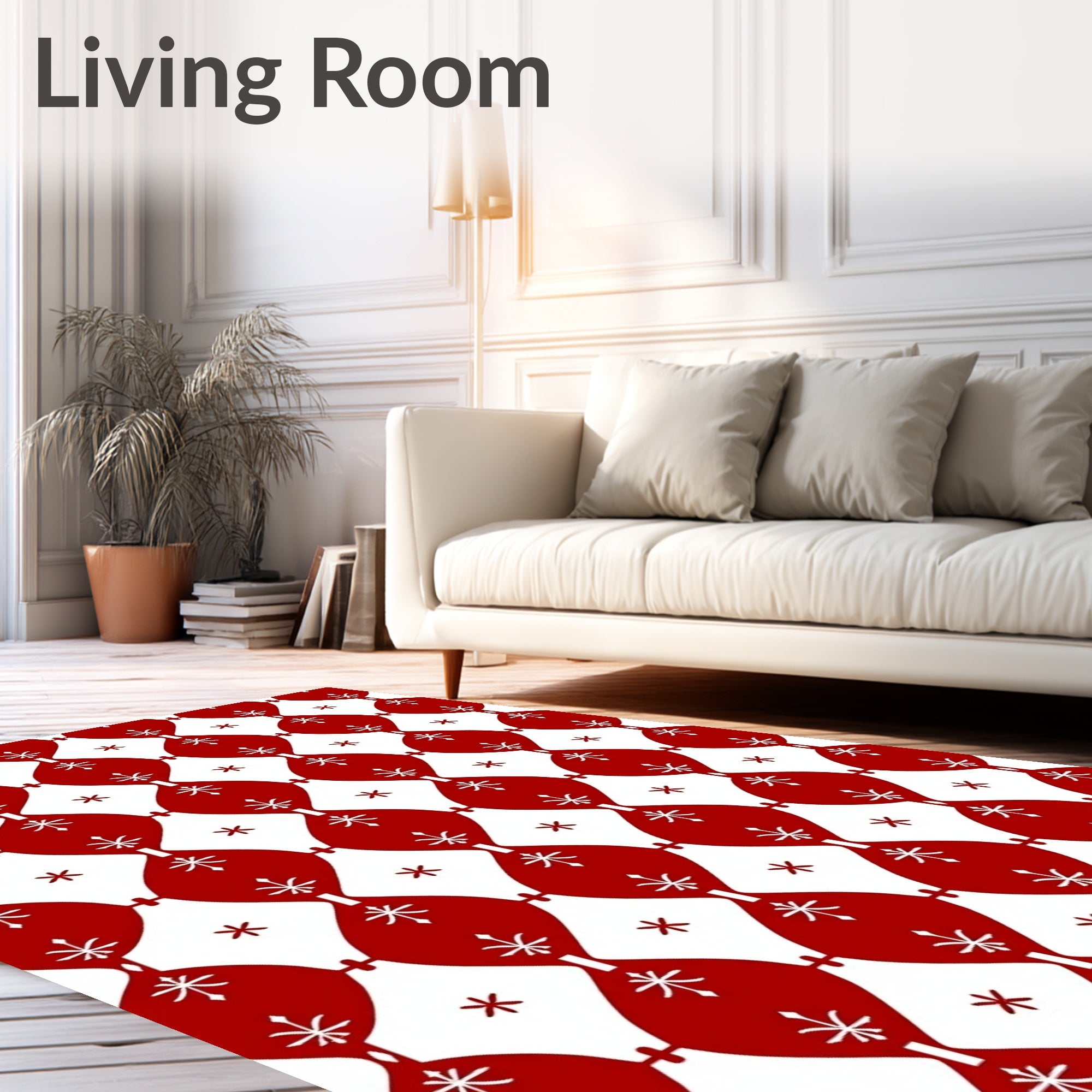 Crimson Snowflake Diamond Cluster Rug