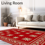 Crimson Ornamental Starburst Border Rug