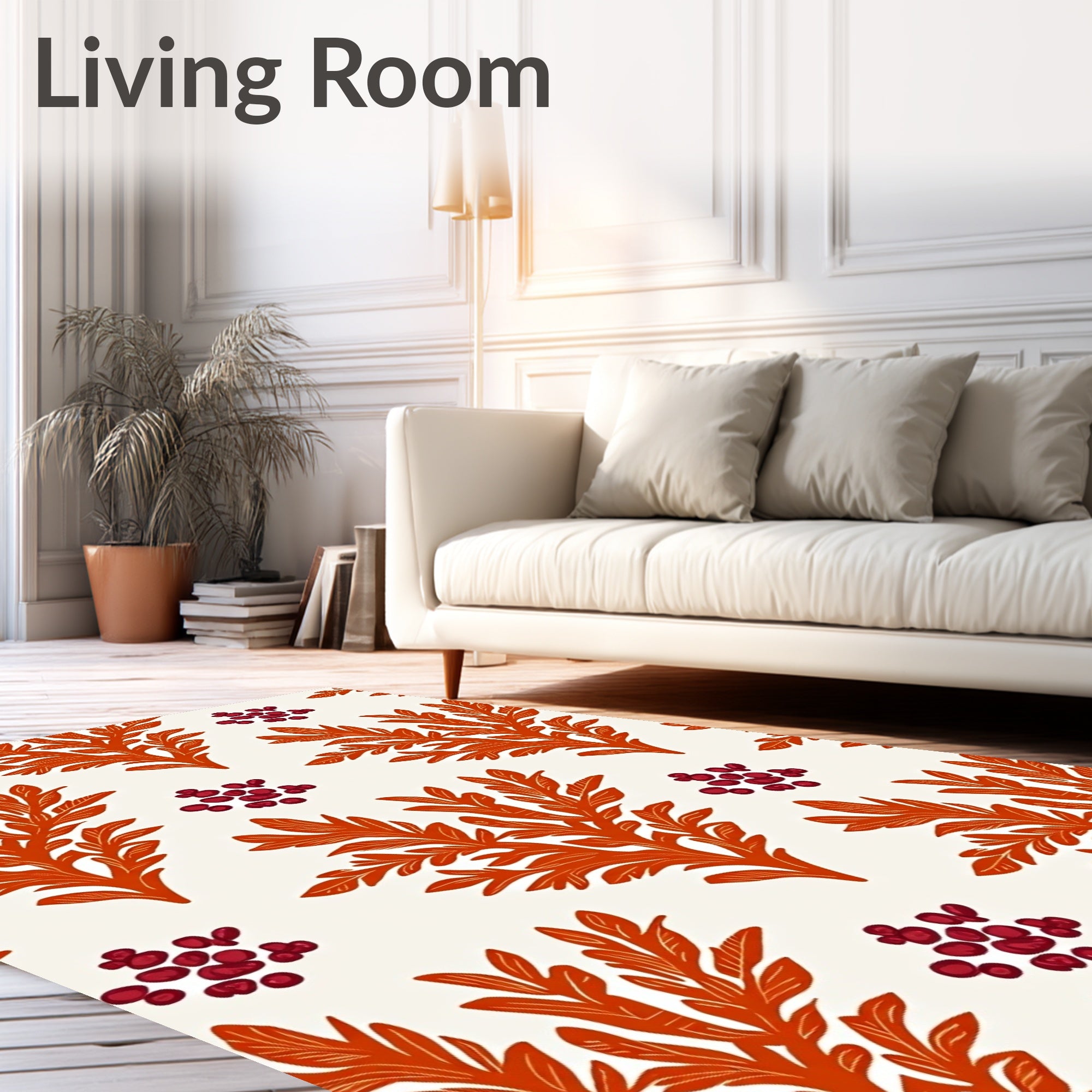 Orange Coral Berry Cluster Rug