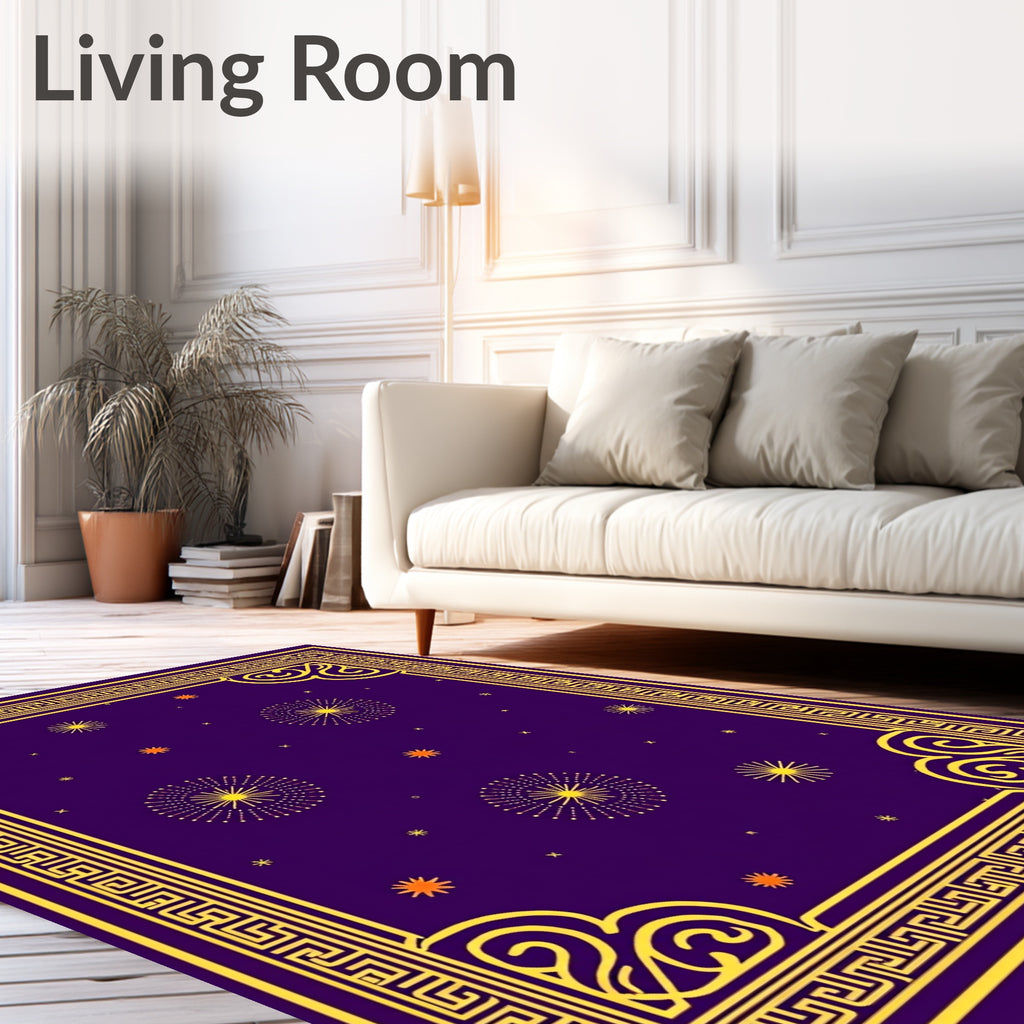 Golden Fireworks Purple Night Rug