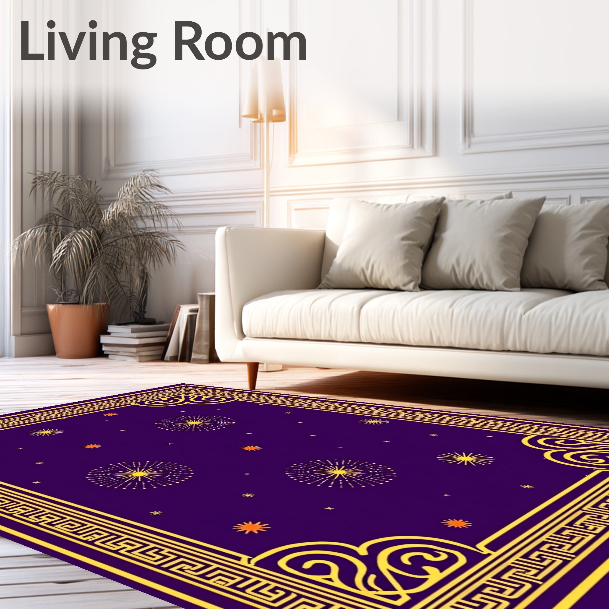Golden Fireworks Purple Night Rug