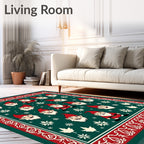 Christmas Gnome Red Green Snowflake Rug