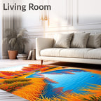 Vivid Autumn River Landscape Reflections Rug