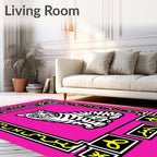 Bold Pink Tiger Frame Rug