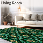 Emerald Green Floral Petal Arrangement Rug