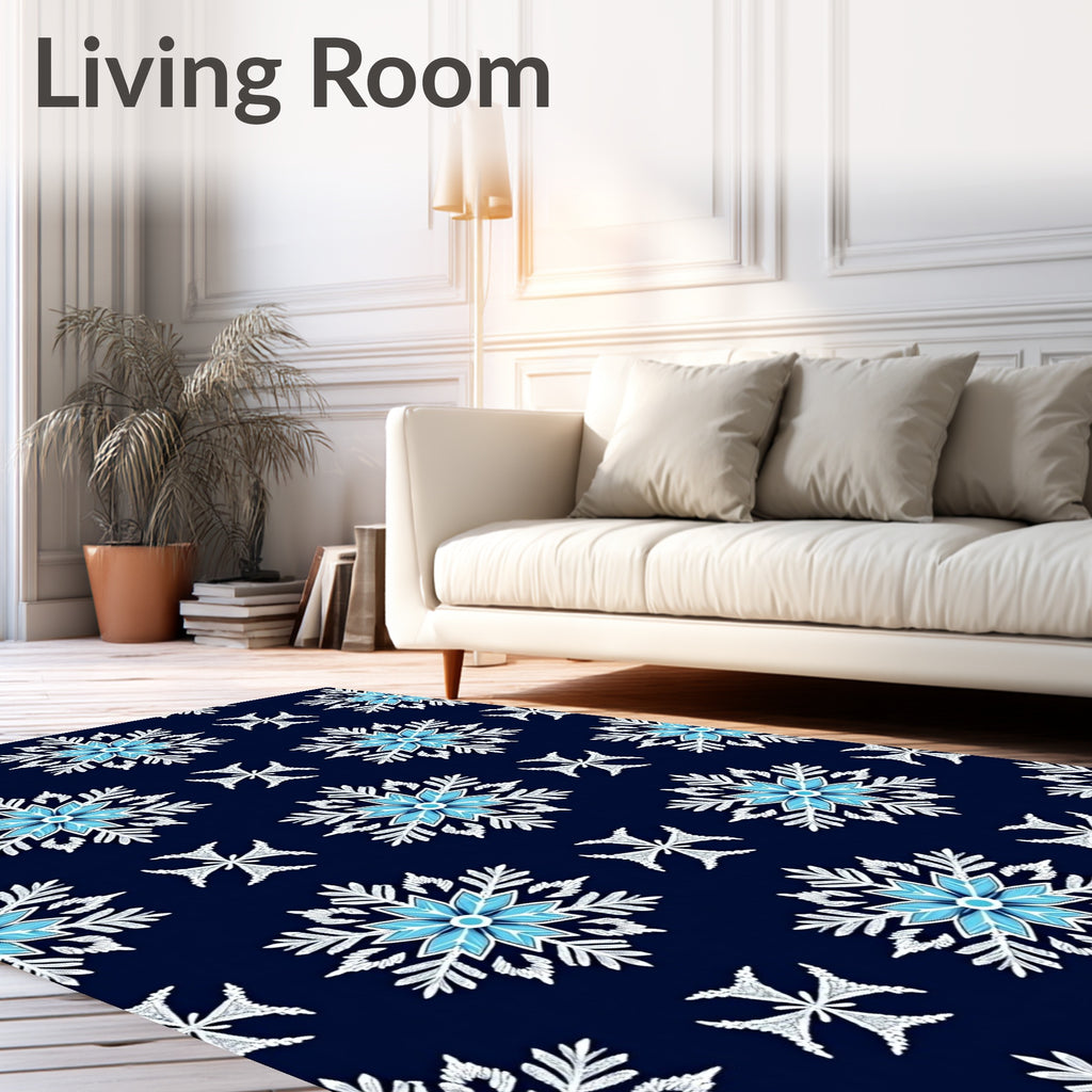Sky Blue Snowflake Star Motif Rug