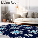 Sky Blue Snowflake Star Motif Rug