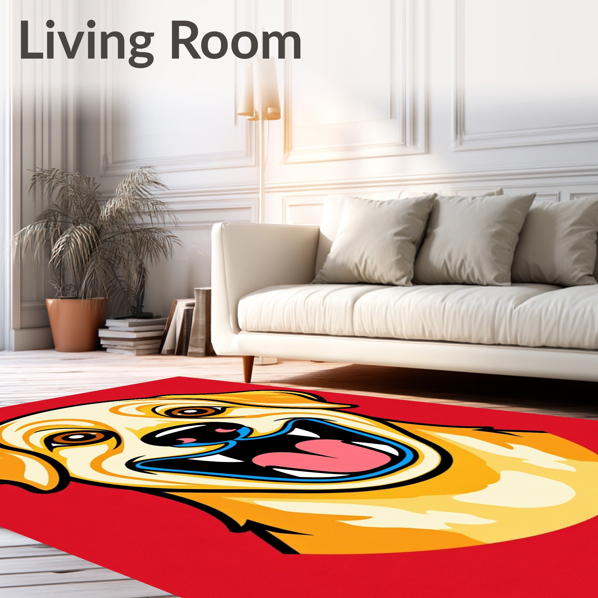 Golden Lab Grinning Dog Portrait Rug