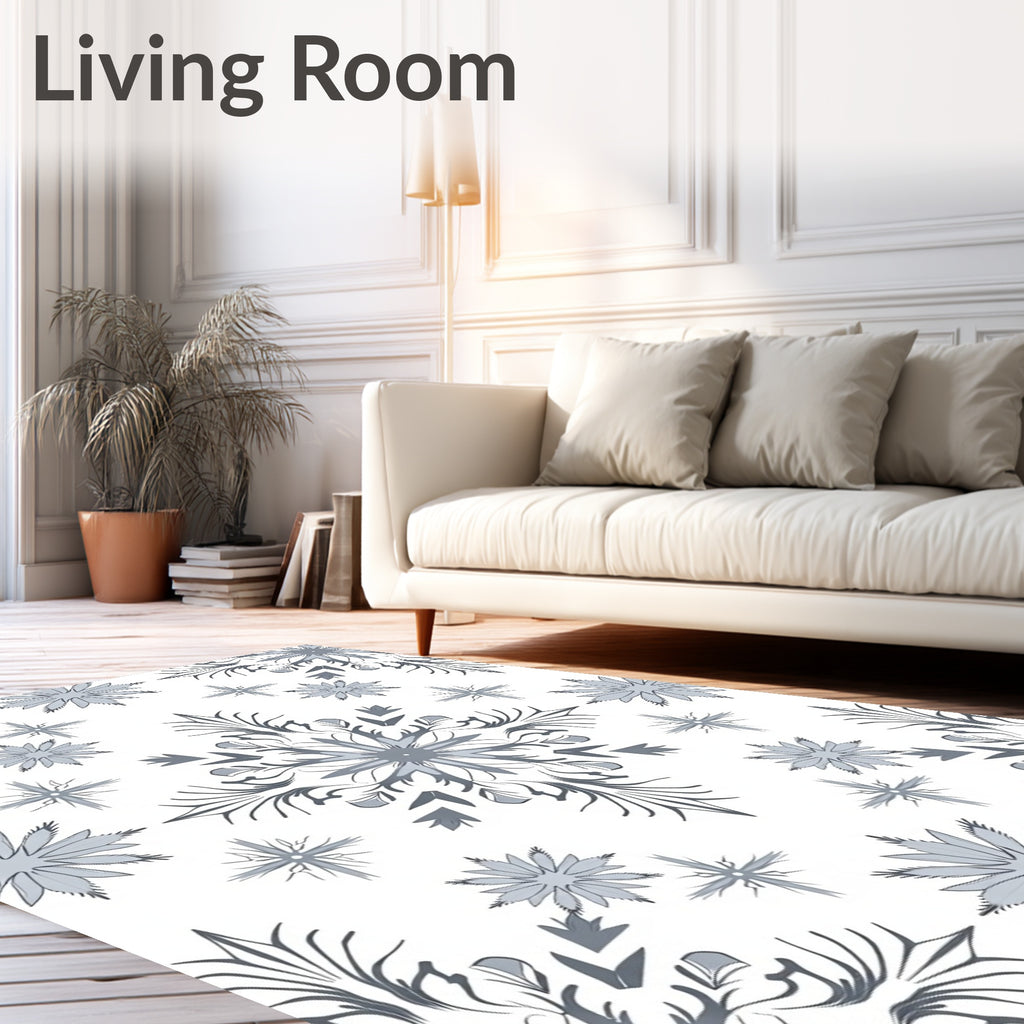 Gray Snowflake Mandala Repeat Rug