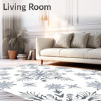 Gray Snowflake Mandala Repeat Rug