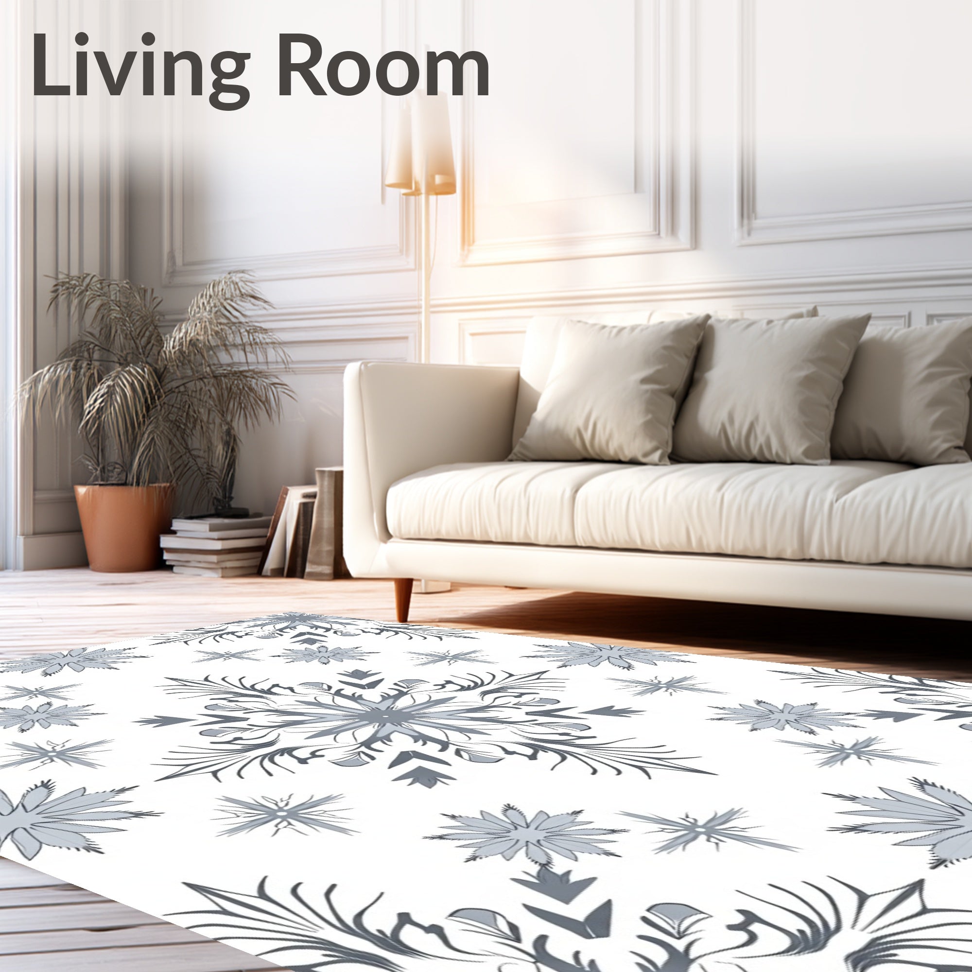 Gray Snowflake Mandala Repeat Rug