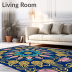 Sapphire Blue Floral Mandala Medallion Rug