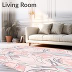 Pale Pink Abstract Organic Botanical Rug