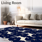 Cream Reindeer Starry Night Navy Rug