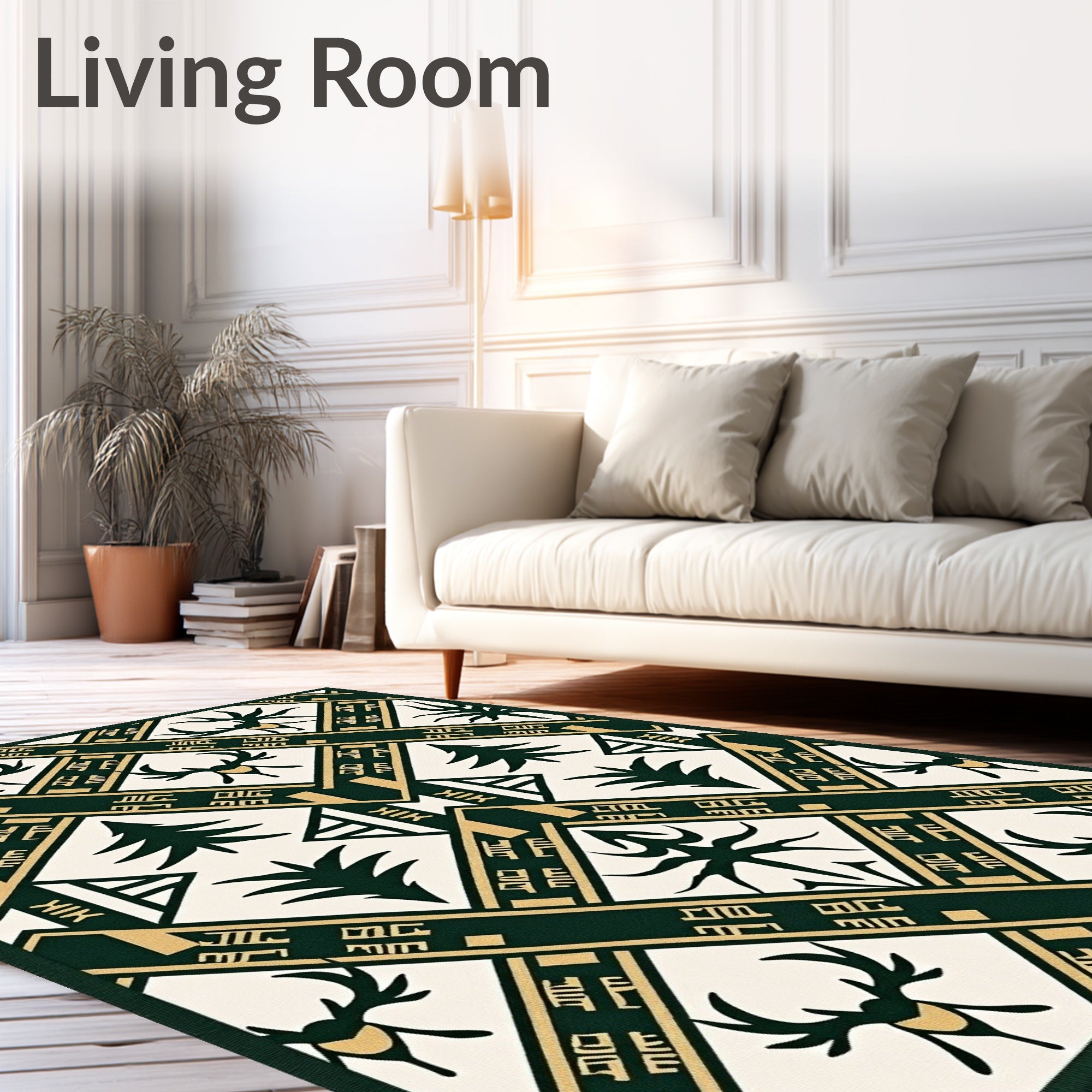 Forest Deer And Trees Geometric Rug