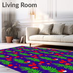 Vibrant Green Red Fruit Foliage Rug