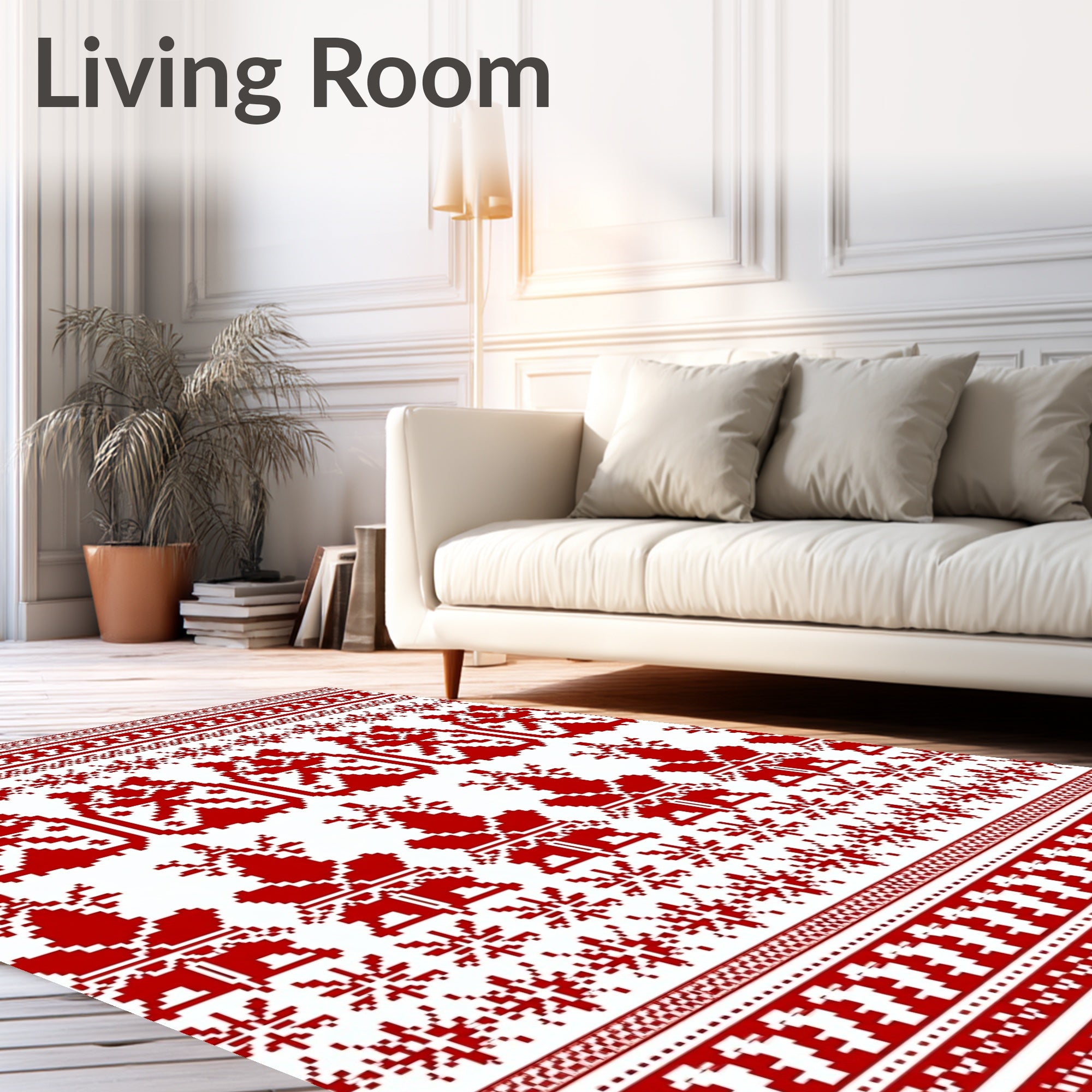 Red Nordic Snowflake Deer Blanket Rug