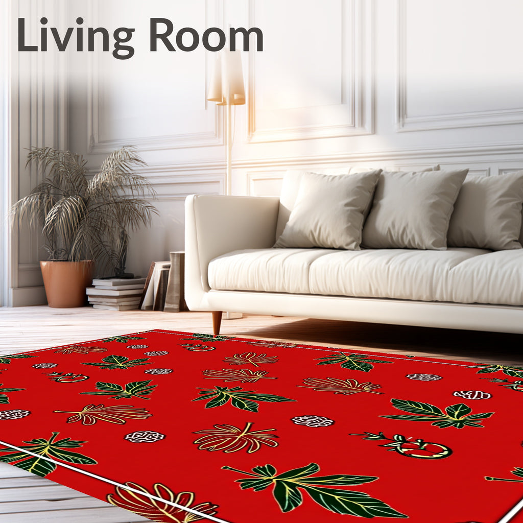 Crimson Red Leafy Botanicals Collection Rug
