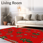 Crimson Red Leafy Botanicals Collection Rug
