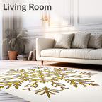 Elegant Gold Snowflake Starburst Rug