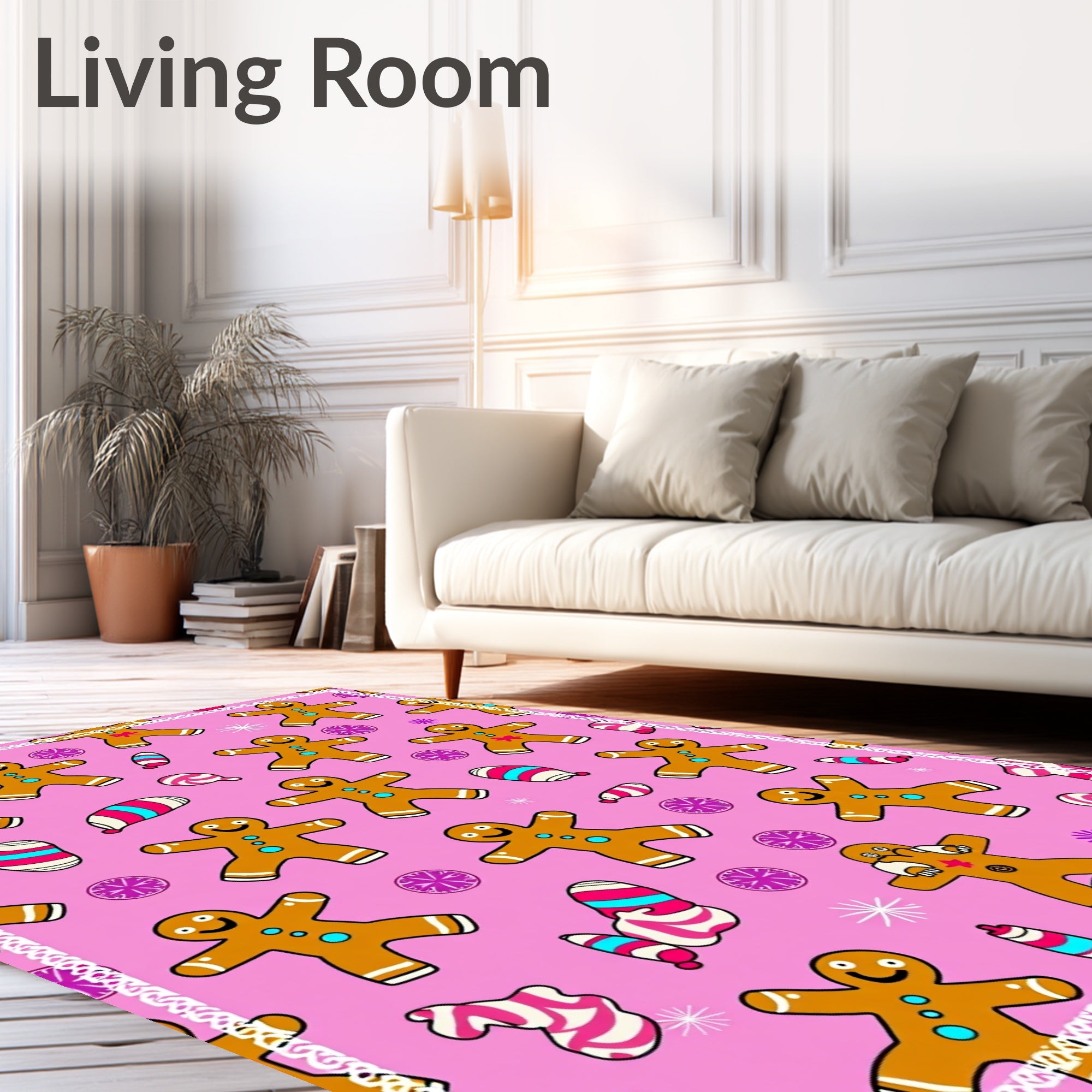 Pink Gingerbread Man Candy Sprinkle Rug