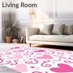 Pink Hearts Swirls and Dots Rug