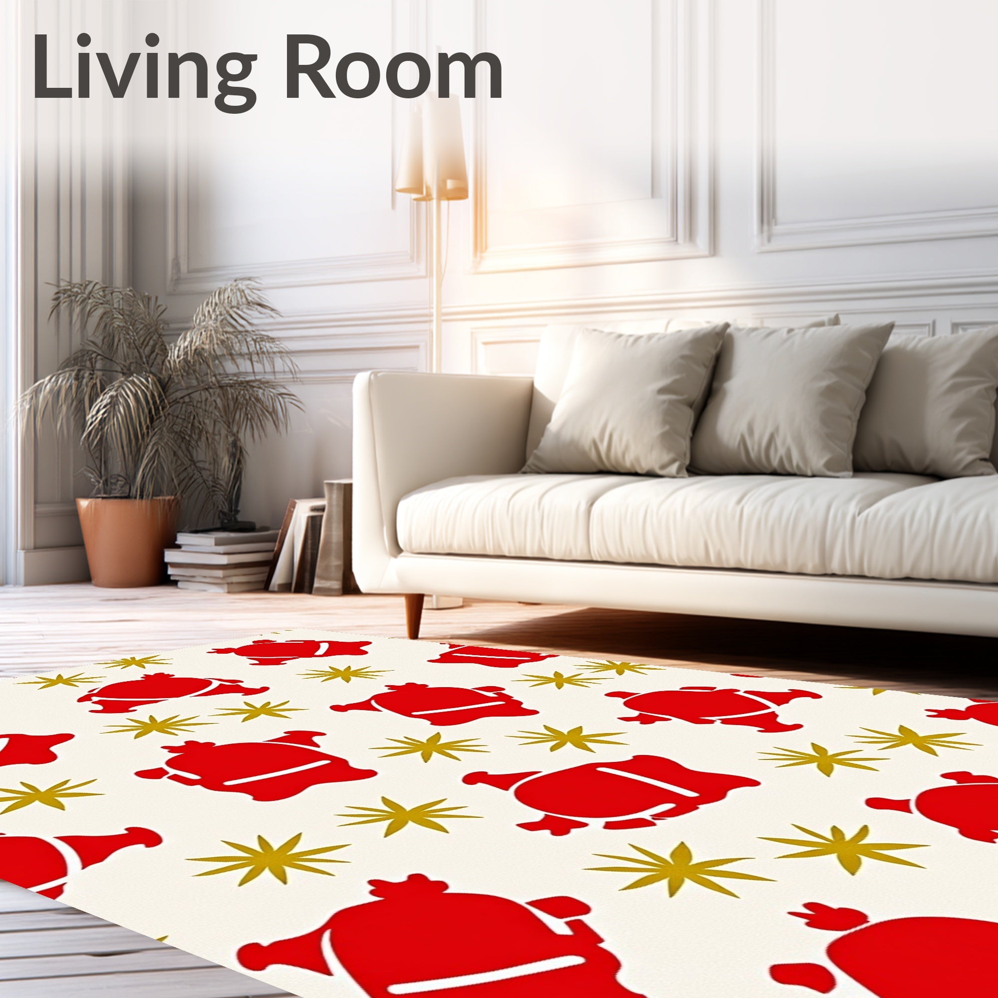 Red Sumo Figures Gold Stars Scatter Rug
