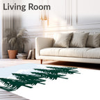 Dark Green Forest Snow Mountain Panorama Rug