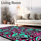 Psychedelic Pink Teal Eye Mandala Rug